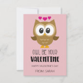 Eule wird Dein Valentinstag Kinder Valentinstag Ka Mitteilungskarte (Vorderseite)
