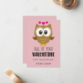 Eule wird Dein Valentinstag Kinder Valentinstag Ka Mitteilungskarte (Vorderseite/Rückseite Beispiel)