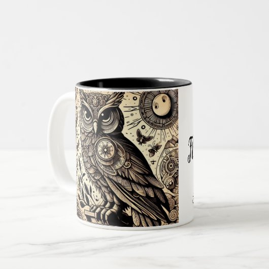 Eule Zweifarbige Tasse (Vorderseite Links)