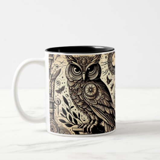 Eule Zweifarbige Tasse (Links)