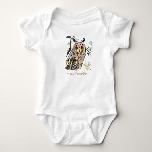 Eule zwischen Kiefern Baby Strampler (Vorderseite)