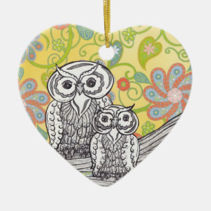 Eulen 03 keramik ornament