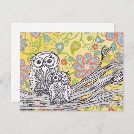 Eulen 03 postkarte (Vorne/Hinten)