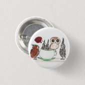 Eulen am Teatime Button (Vorne & Hinten)