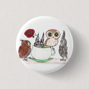 Eulen am Teatime Button