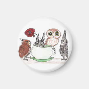 Eulen am Teatime Magnet