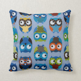 Eulen auf blauem Hintergrund Kissen