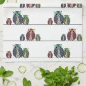 Eulen auf Draht Küchentuch (Gefaltet)