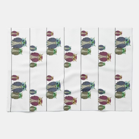 Eulen auf Draht Küchentuch (Horizontal)