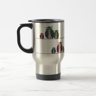 Eulen auf Draht-Reise-Tasse Reisebecher