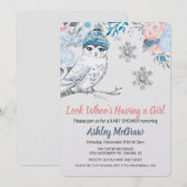 Eulen-Baby-Party-Blumen-Einladung Einladung (Vorne/Hinten)