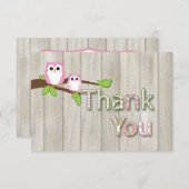 Eulen-Babyparty danken Ihnen im Rosa Dankeskarte (Vorne/Hinten)