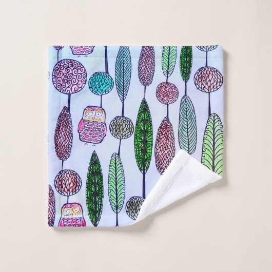 Eulen Badhandtuch Set (Waschlappen)