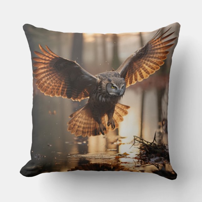 Eulen bei Sonnenuntergang Kissen (Vorderseite)