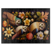 Eulen & Blumen | Moderner Haeckel Schneidebrett (Vorderseite)