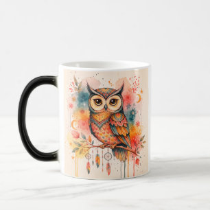 Eulen-Boho-Aquarell-Tassen Verwandlungstasse