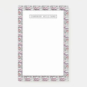 Eulen-Brillen-Muster | addieren Ihren Namen Post-it Klebezettel (Vorderseite)