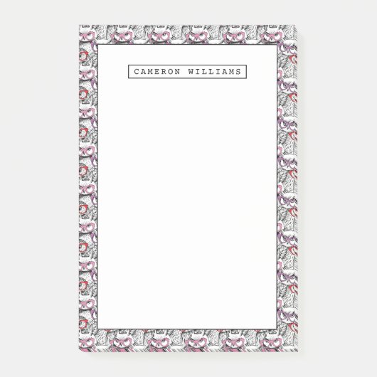 Eulen-Brillen-Muster | addieren Ihren Namen Post-it Klebezettel (Vorderseite)