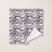 Eulen-Brillen-Muster Badhandtuch Set (Waschlappen)