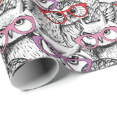 Eulen-Brillen-Muster Geschenkpapier (Rolleneckpunkt)