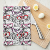 Eulen-Brillen-Muster Geschirrtuch (Viertel Falte)