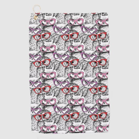 Eulen-Brillen-Muster Golfhandtuch (Vorderseite)