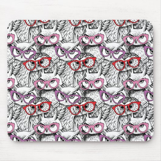 Eulen-Brillen-Muster Mousepad (Vorne)