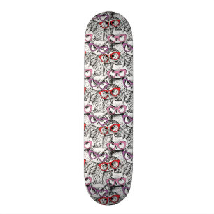 Eulen-Brillen-Muster Skateboard