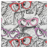 Eulen-Brillen-Muster Stoff (Nahaufnahme)