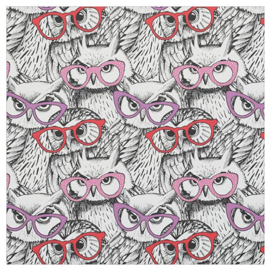 Eulen-Brillen-Muster Stoff (Muster)