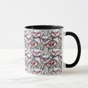 Eulen-Brillen-Muster Tasse