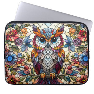 Eulen-Buntglas-Inspiration Laptopschutzhülle