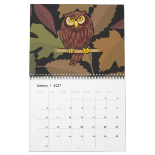 Eulen-Cartoon Kalender