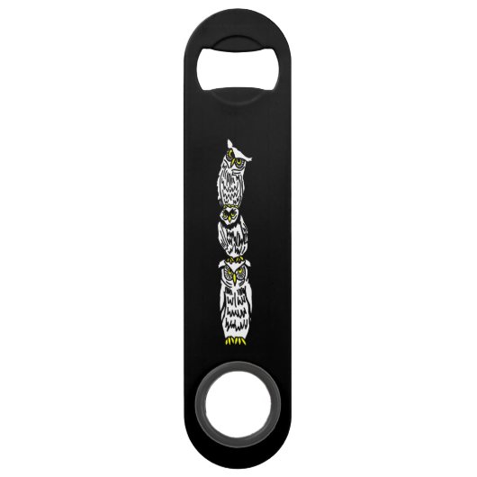 Eulen, die auf einander Bar-Schlüssel sitzen Speed Flaschenöffner (Rückseite)