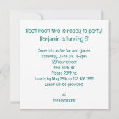 Eulen, die Kuchen essen, lustige Eule zum Geburtst Einladung (Rückseite)