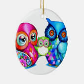 Eulen-Eltern und Baby Keramikornament (Rechts)