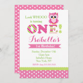 Eulen-erste Geburtstags-Party Einladungen (Vorne/Hinten)