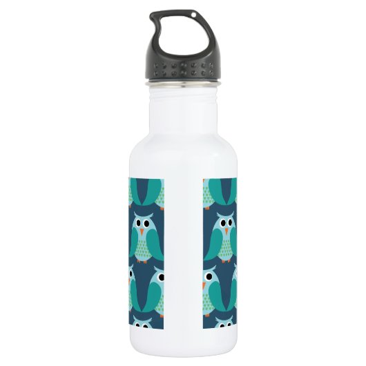 Eulen, Eulen, Eulen! - Blau Trinkflasche (Rückseite)