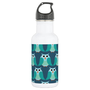 Eulen, Eulen, Eulen! - Blau Trinkflasche