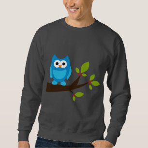 Eulen-Eulen-Vogel-Vogel-blaues niedliches Sweatshirt