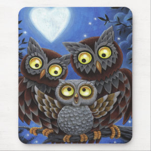 Eulen-Familie Mousepad