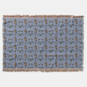 Eulen-Frenzy-Wurfdecke (Blau) Decke