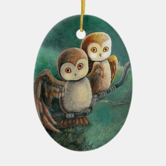 Eulen-Freund-Eulen-Kunst Keramik Ornament (Vorne)