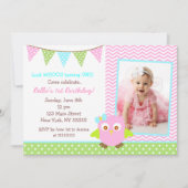 Eulen-Geburtstags-Party Einladung (Vorderseite)