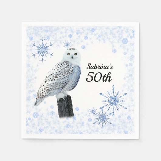 Eulen-Geburtstagsfeier zum 50. Serviette (Vorderseite)