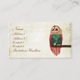 Eulen-Geschäfts-Karte Rosa Vintage/Umbauten Visitenkarte