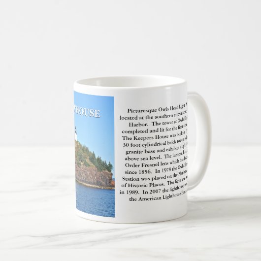 Eulen-Hauptleuchtturm, Maine-Tasse Kaffeetasse (VorderseiteRechts)