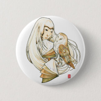 "Eulen-Herz-" Heidekraut-Bezirk-Entwurfs-Button Button