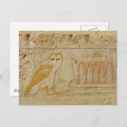 Eulen-Hieroglyphen-Detail, Hatshepsut Tempel, Postkarte (Vorne/Hinten)
