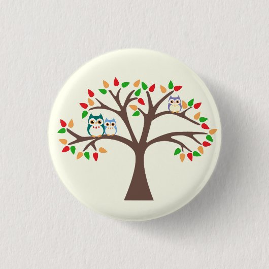Eulen im Baum Button (Vorderseite)